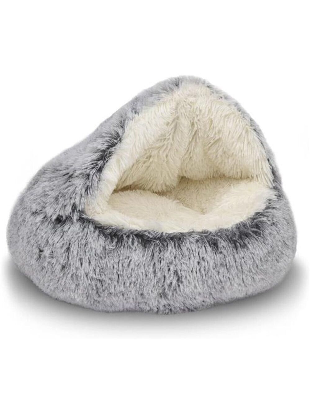 Cat Bed Small Dog Bed Round Plush Hooded Cave Anti Anxiety Cozy Indoor Pet Bed